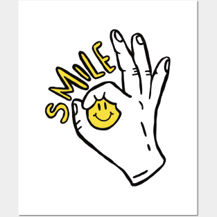 Smile | happy life | happy living | happy face | hands with happy face Posters and Art